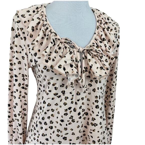 NWT ROW A Women's Animal Print Ruffle Dress Size LARGE Knee Length Casual Dress - Picture 3 of 8